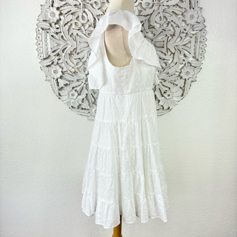 {Lilly Pulitzer} Emie White Eyelet Babydoll Dress, Size 12 - Picture 4 of 10